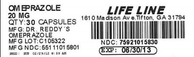 Omeprazole Dr 20mg Bottle Label (Omeprazole 20mg)